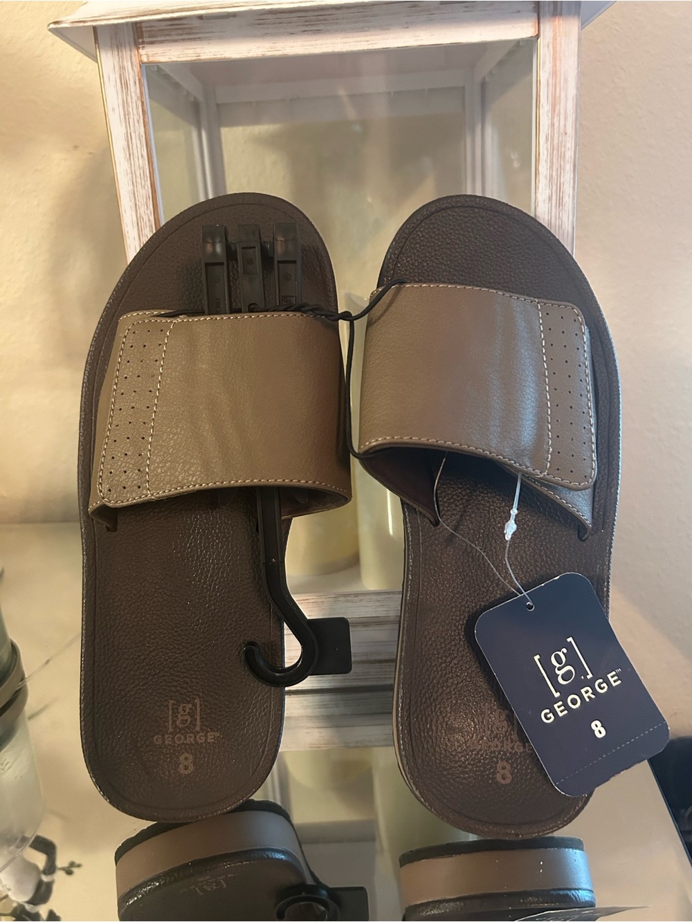 George Men's Two-Tone Brown Slide Sandals